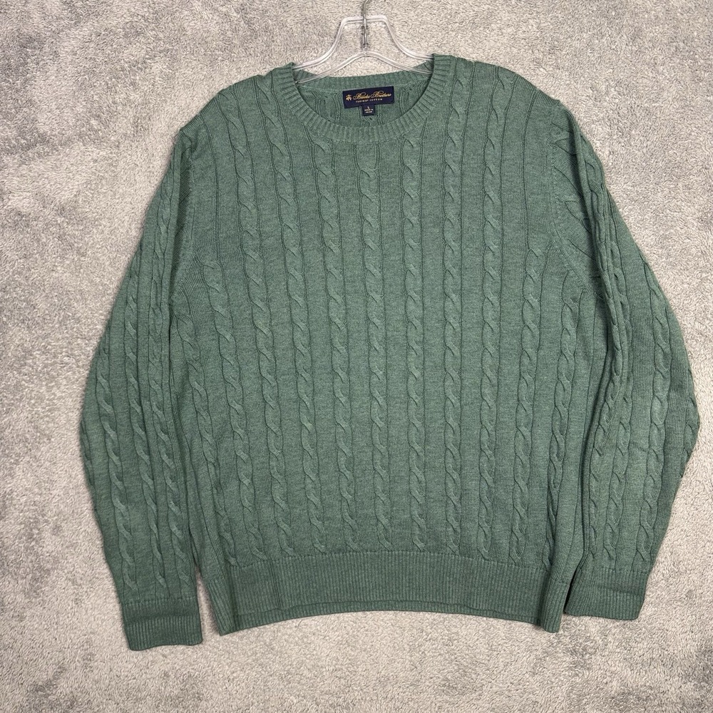 Brooks Brothers Sweater Men L Cable Knit Crewneck Supima Jumper Pullover Speckal